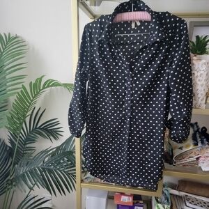 Black and White Collared Valentines Day Shirt - Women's Size Small